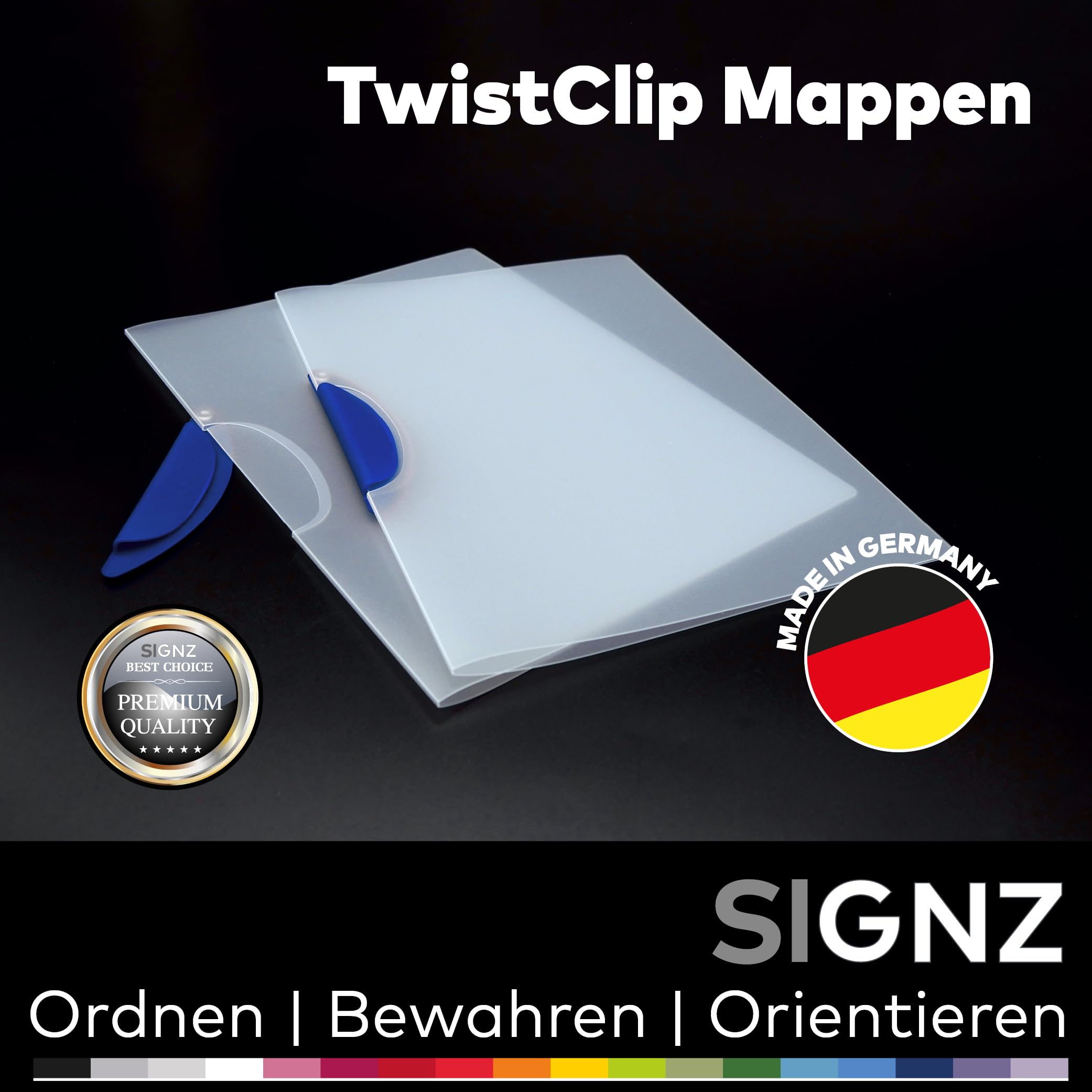 SIGNZ Zszywacz zaciskowy TwistClip, DIN A4, 10 sztuk, na 30 arkuszy, neutralny pod względem emisji CO2, wyprodukowany w Niemczech