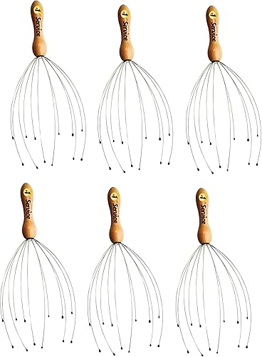 Number 1 In Service Masajeador manual de cabeza para masaje del cuero cabelludo, relleno de calcetines de Navidad, regalo de Navidad, paquete de 6