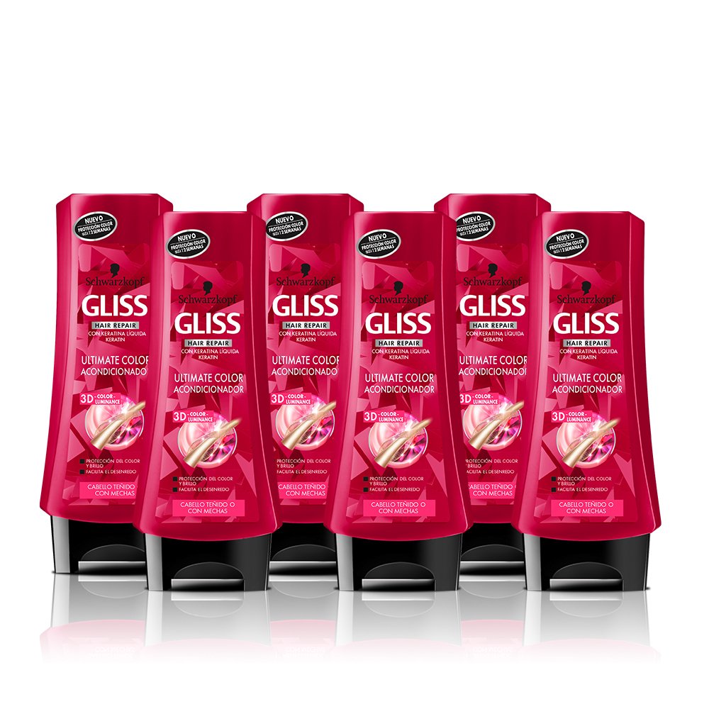 Gliss - Acondicionador Ultimate Color - 200ml (pack de 6) Total: 1200ml