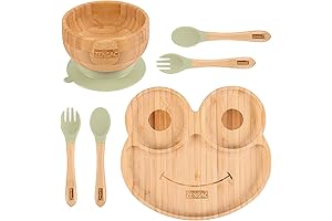 6Pcs Bamboo Toddler Plates & Bowls Set