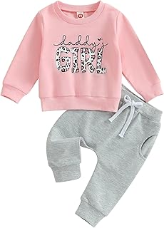 Carolilly - Conjunto de ropa para bebé y niña, diseño de sudadera, manga larga y pantalón para correr