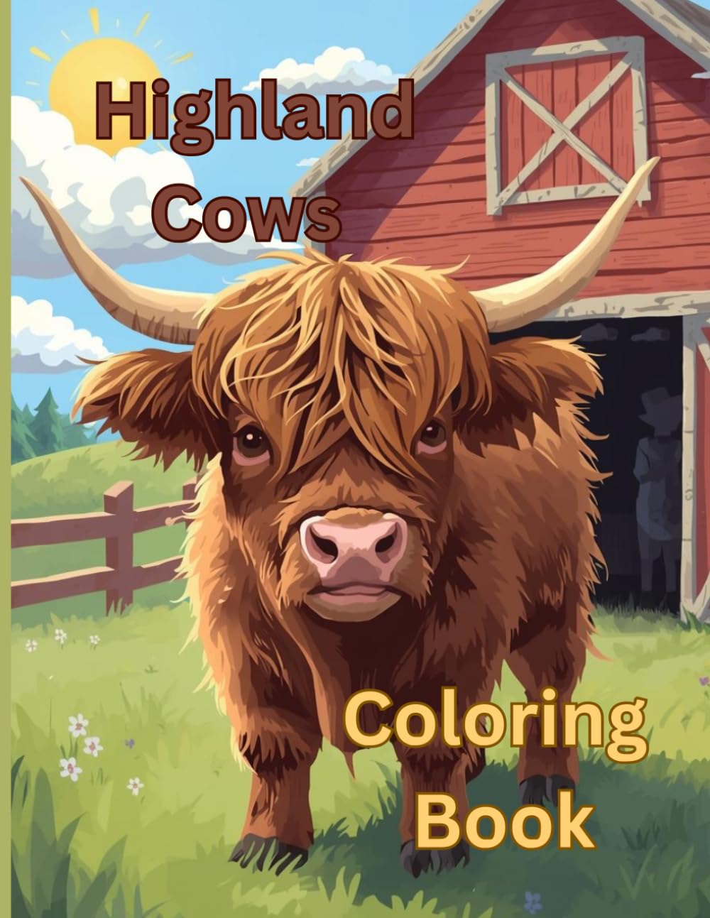 Highland Cows: A Fun Coloring Adventure for Kids: Cute, Fun, and Easy Highland Cow Coloring Pages for Kids Ages 4–8