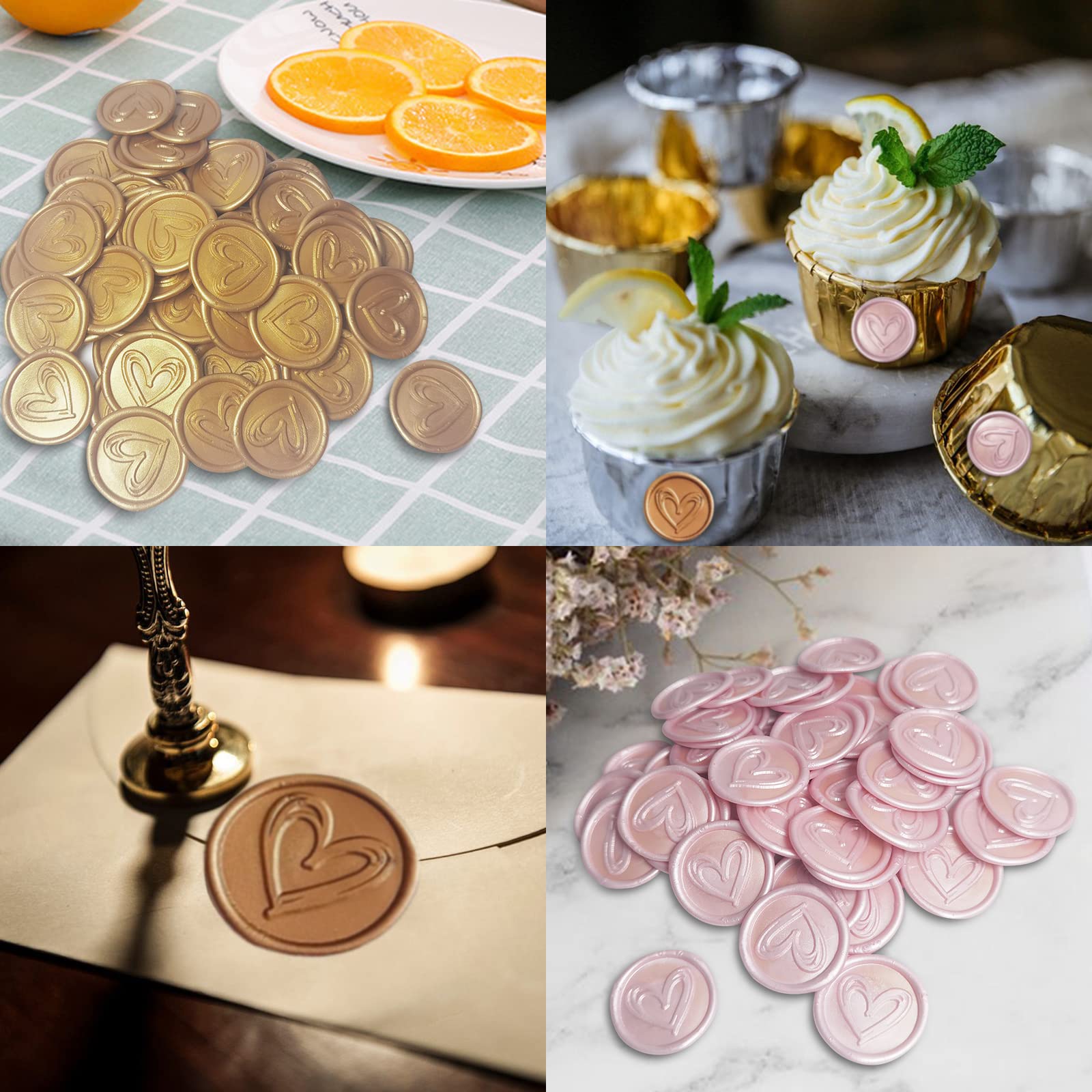 50 Pièces Timbre Cire Cacheter Autocollant Rose - Sceaux Adhésifs Vintage Pour Enveloppes Et Cadeaux
