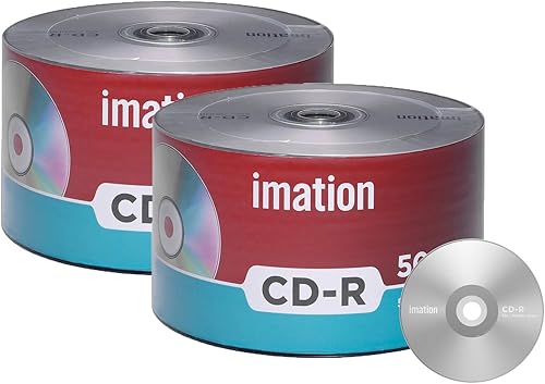 Paquete de 100 discos de datos grabables con logotipo de la marca Imation CD-R 52X 700MB/80Min