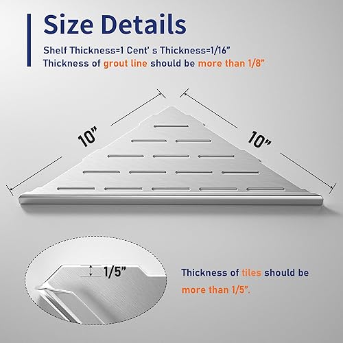 Miniatura 4 de Estante esquinero de ducha, estantes de baño de acero inoxidable 304 con diseño de ranura para pared de azulejos, soporte empotrado para champú para