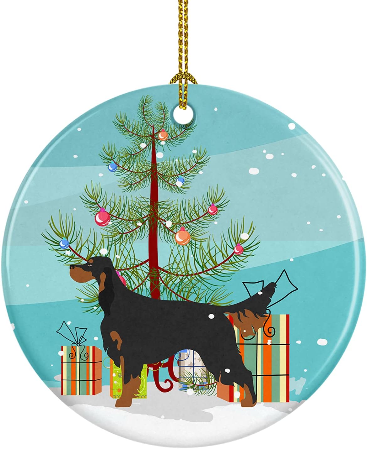 Caroline's Treasures Gordon Setter Christmas Ceramic Ornament Christmas Tree Hanging Decorations for Home Christmas Holiday, Party, Gift, 3 in, Multicolor