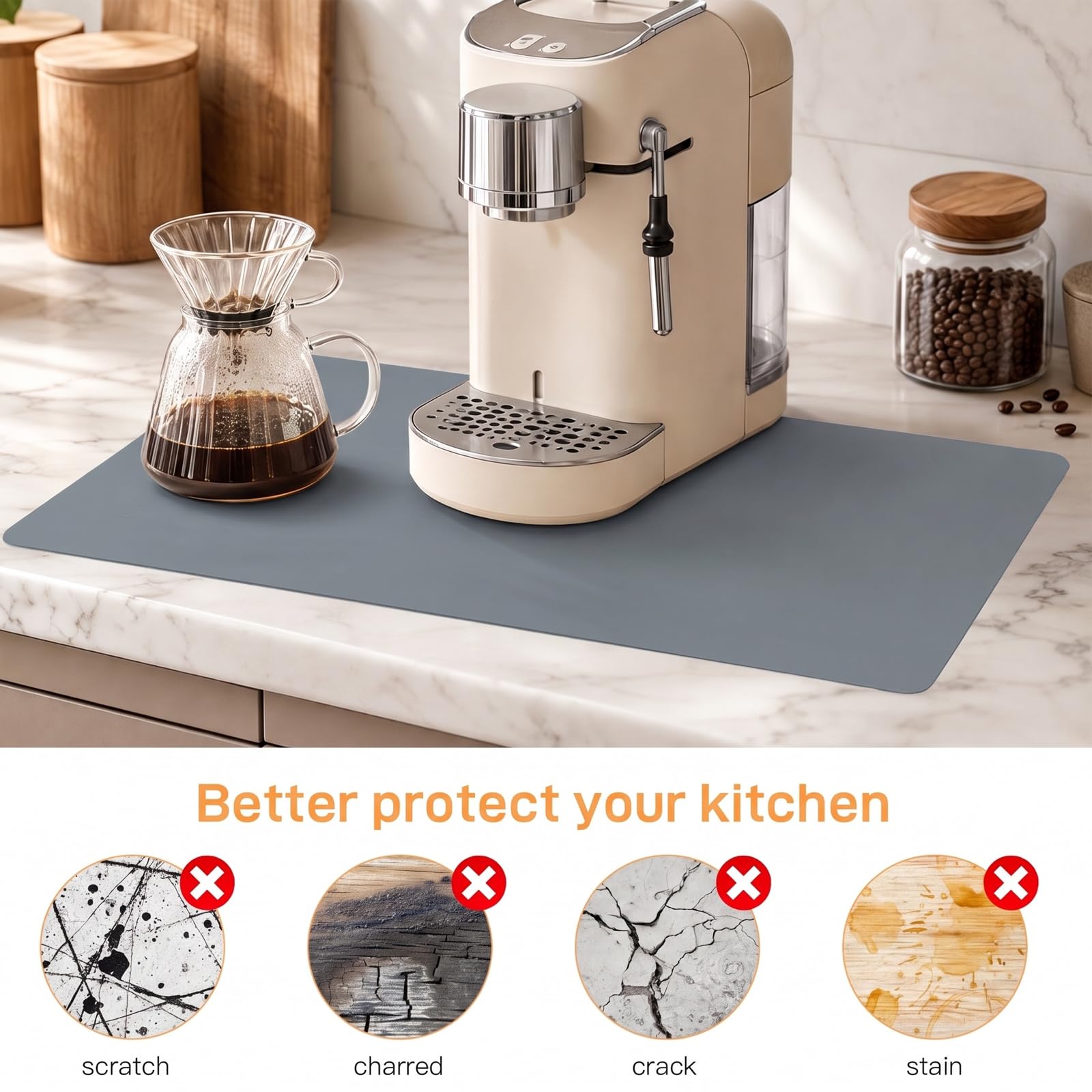 Tapete De Silicona Talla Grande, Protector Encimera 120 x 60 x 0,2 cm | Impermeable, Antideslizante y Resistente Al Calor, Ideal Para La Cocina, Se Puede Recortar Convertirse Tapetes De Cocina