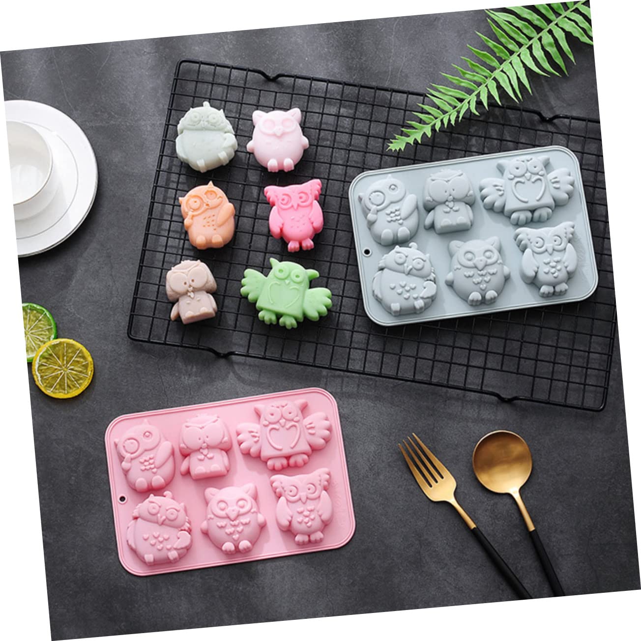 Ciieeo 3 Ensembles Moule À Cake Moule À Glaçons Gommes 3d Moules À Bonbons Animaux Moules Pour Bougies Moules À Sucettes Moules À Bonbons Hibou Silicone Blue Gel De Silice 2 Pièces * 3