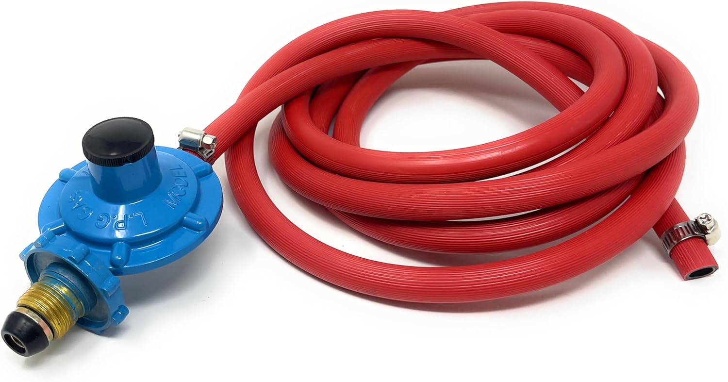 10 feet Propane Hose Clamp Connection with Low pressure Regulator for LP/LPG Gas Grill, Fire Pit and Heater