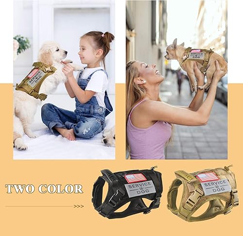 Miniatura 2 de Chaleco táctico para perro, K9 ajustable, resistente al agua, militar, cómodo, con correa extensora (S, caqui)
