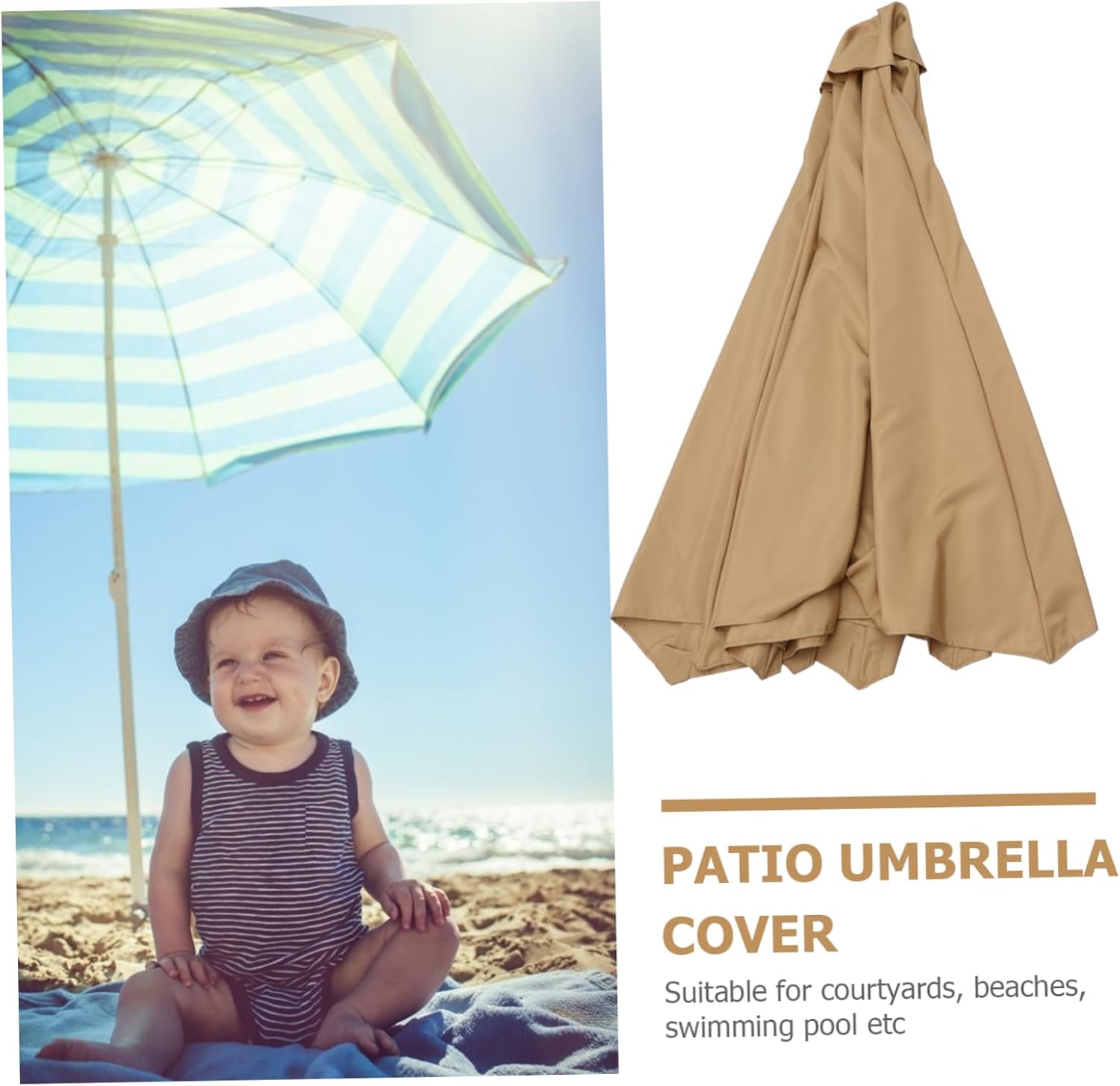 SUPVOX 1pc Large Outdoor Umbrella Cover Fabric for Garden and Patio Use Fits Bones Umbrella Easy to Install Removable and Washable