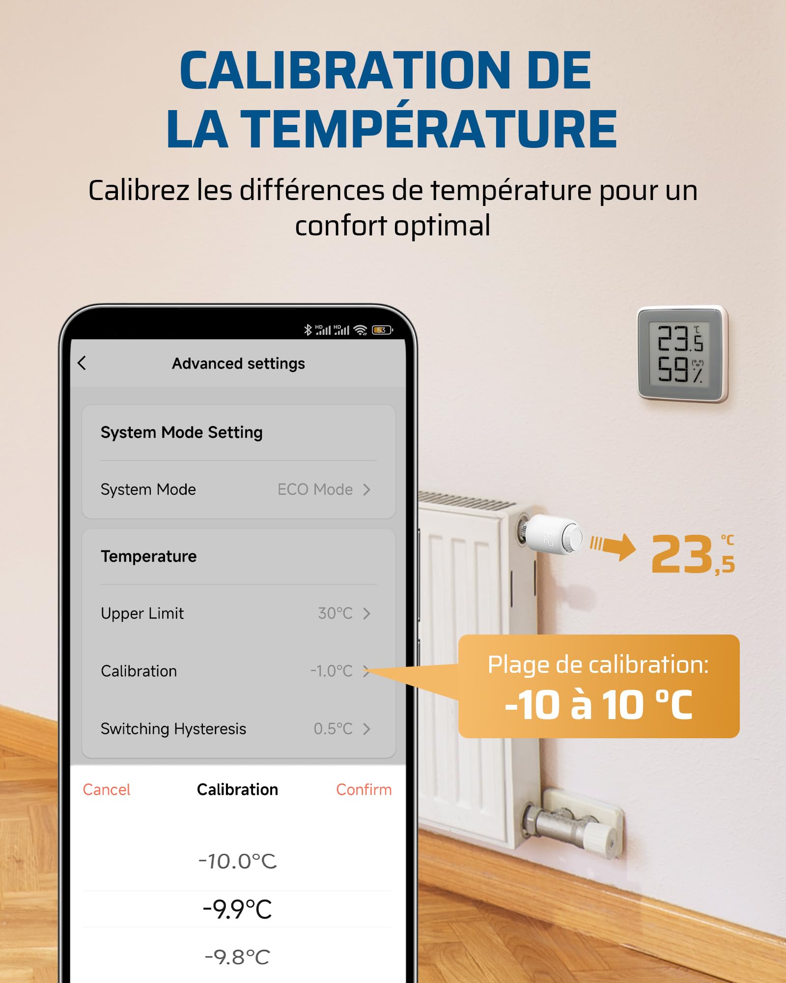 DEWENWILS Thermostat Radiateur Intelligent WiFi, Aucun Passerelle Requise | Thermostat Radiateur Programmable, Contrôle App, Compatible Alexa & Google Assistant, Économie d'Énergie