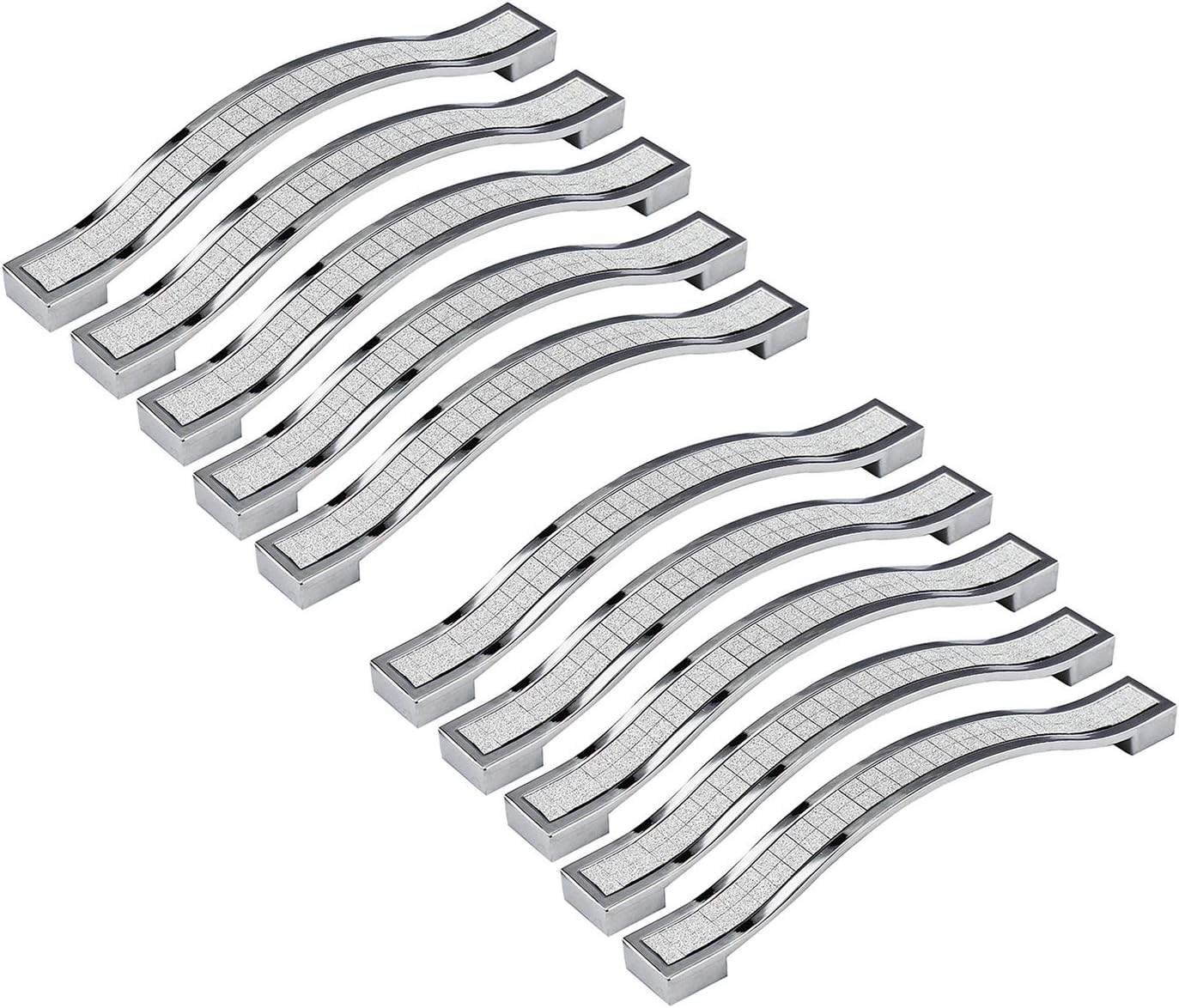 abcGoodefgModern Bling Grind Arenaceous Rhinestone Crystal Cabinet Handle, 5.8" Length (5" Hole Centers), Silver, Zinc Alloy, 10-Pack
