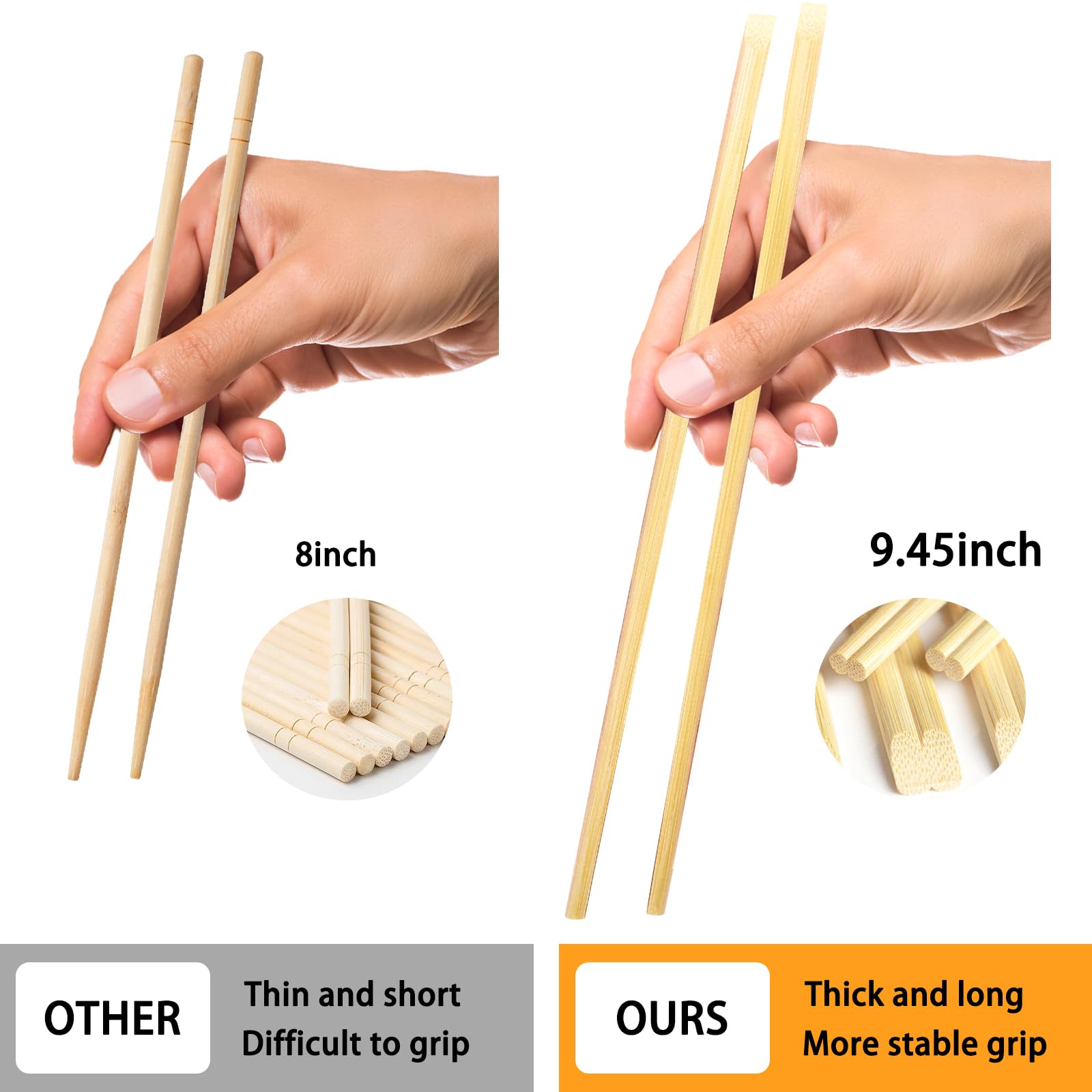 Red Bamboo Chopsticks - 50 Pack, Wedding & Party -4