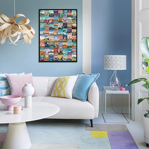 Miniatura 6 de World Landmarks - Rompecabezas de viaje de 1000 piezas para adultos, rompecabezas de escena de paisaje de las atracciones turísticas más visitadas