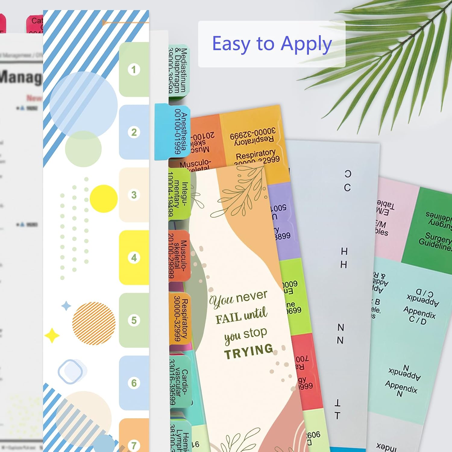 Index Tabs for 2026 CPT & ICD-10-CM Codebook (AAPC Version) & HCPCS Level II Book, Color-Coded & Laminated, Alignment Guide and Page Numbers Sheet Included, Tear-Resistant & Waterproof