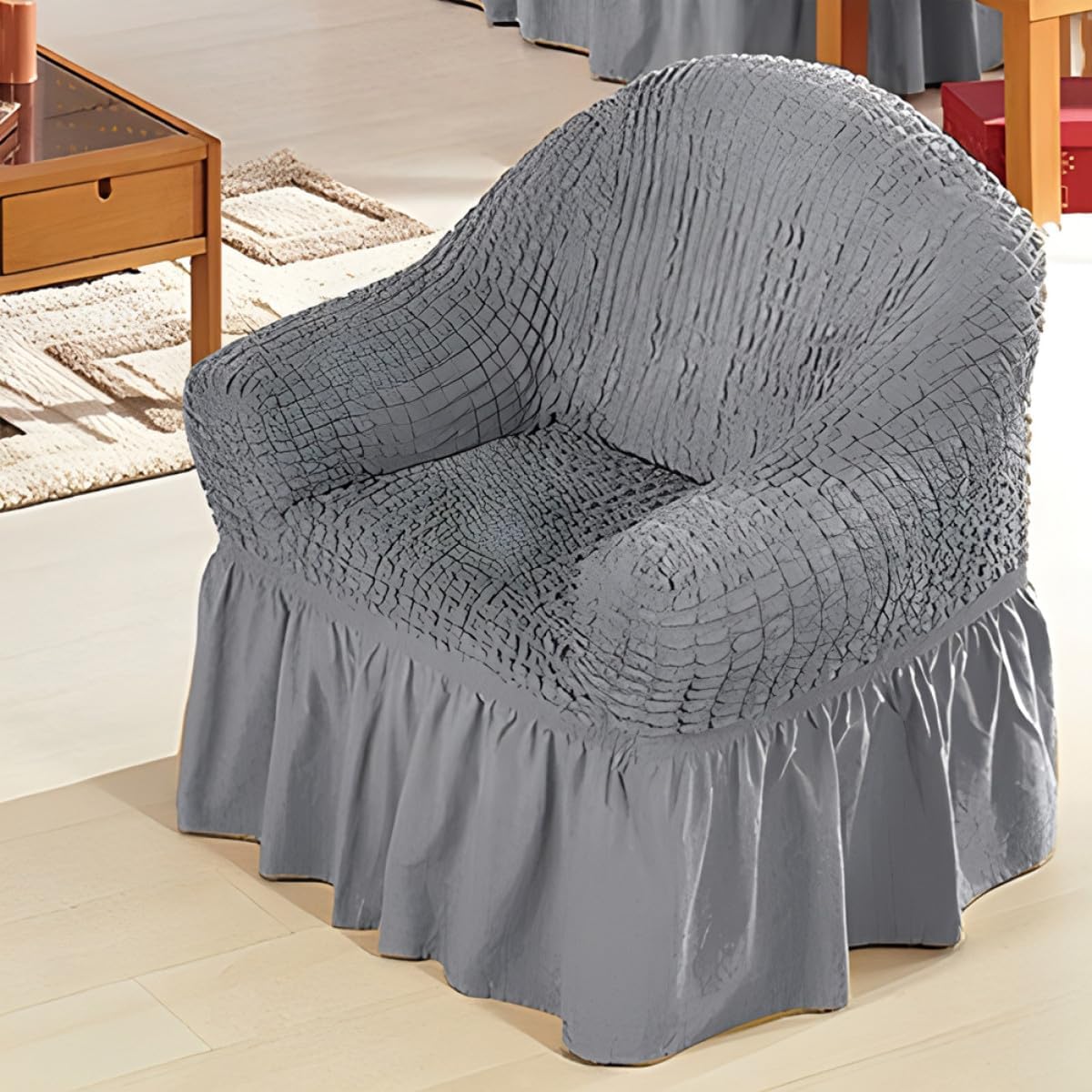 Cabilock Recliner Slipcover Small Recliner Chair Cover Stretch Fabric Sofa Protector with Skirt Elastic Fit for Indoor Use Gray