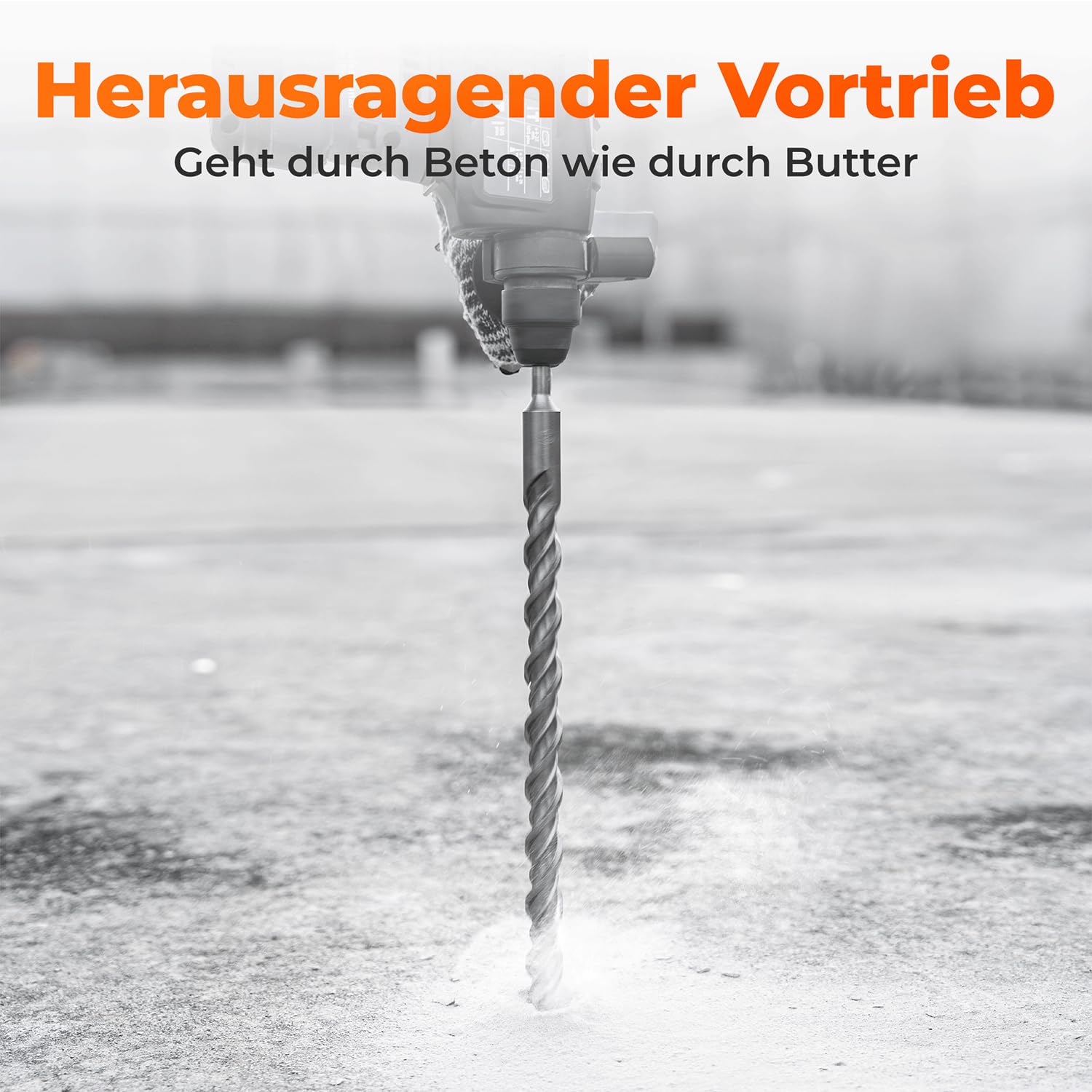 BAUBECK Broca SDS Plus de 32 mm x 460 mm de largo para hormigón y piedra, acero 40CR premium, duradero, 4 brocas para piedra de 32 mm para mejores resultados, broca SDS Plus de 32 mm