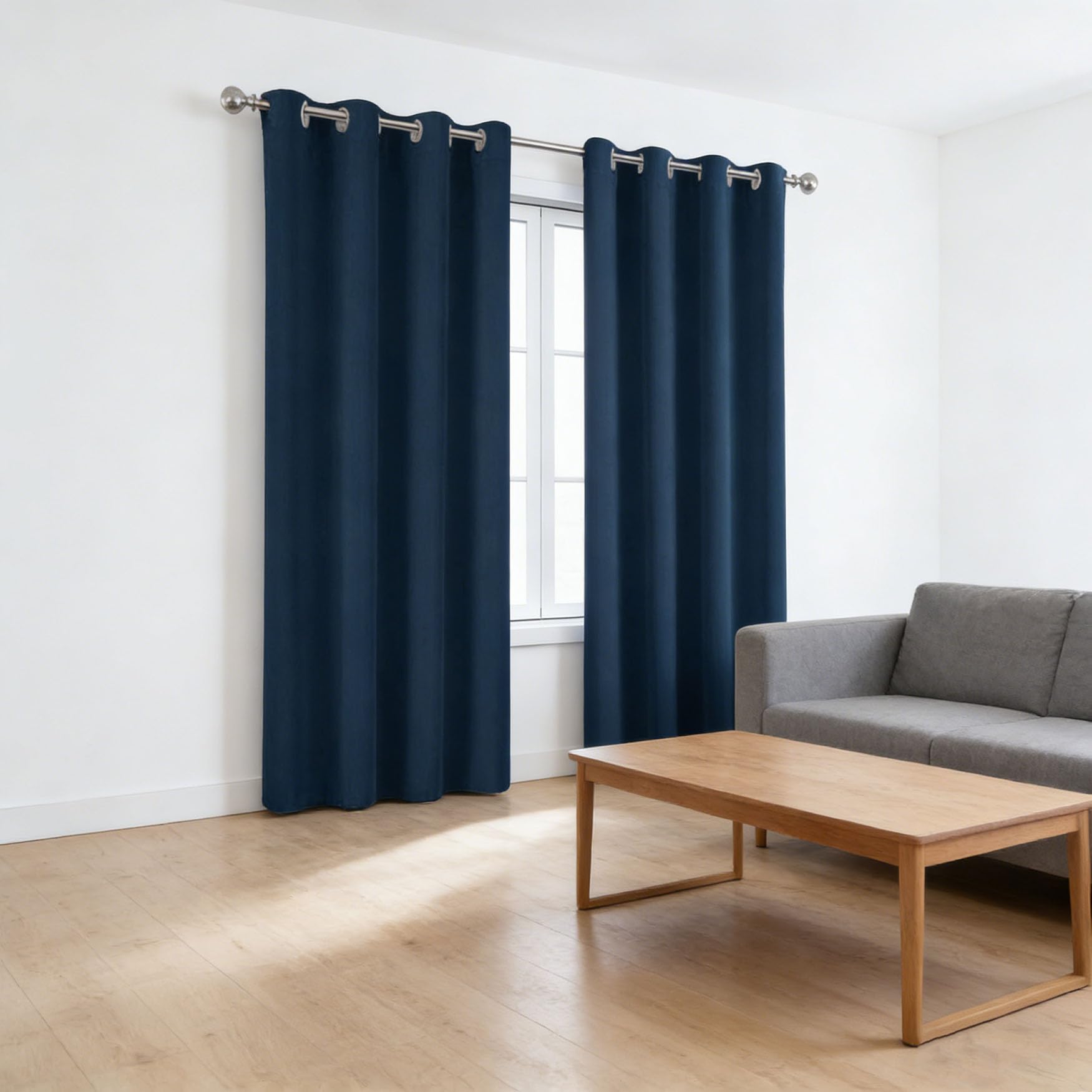 Zaciemniające Zasłony 220 x 95 cm Wiatroszczelne Dźwiękoszczelne Prywatność Zaciemniające Zasłony Sypialnia Nowoczesny Design, Zmywalny Do Sypialni Salon Balkon, Ciemnoniebieski
