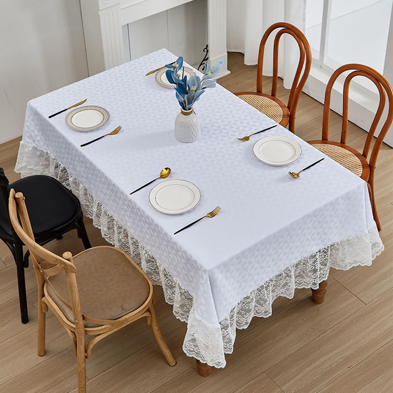 Nappe de table 140 x 260 cm motif losange anti tache lavable