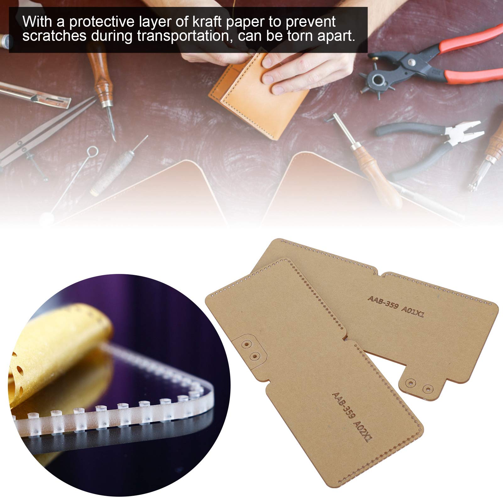 Acryl-Leder-Muster, klare Acryl-DIY-Acryl-Schablone Haltbare Kartentaschen-Schablone, für Geldbörsen-Geldbörsenformwerkzeug