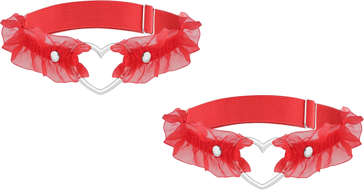 Sacina Red Elastic Heart Garters - Goth & Punk Accessories Gift for Women