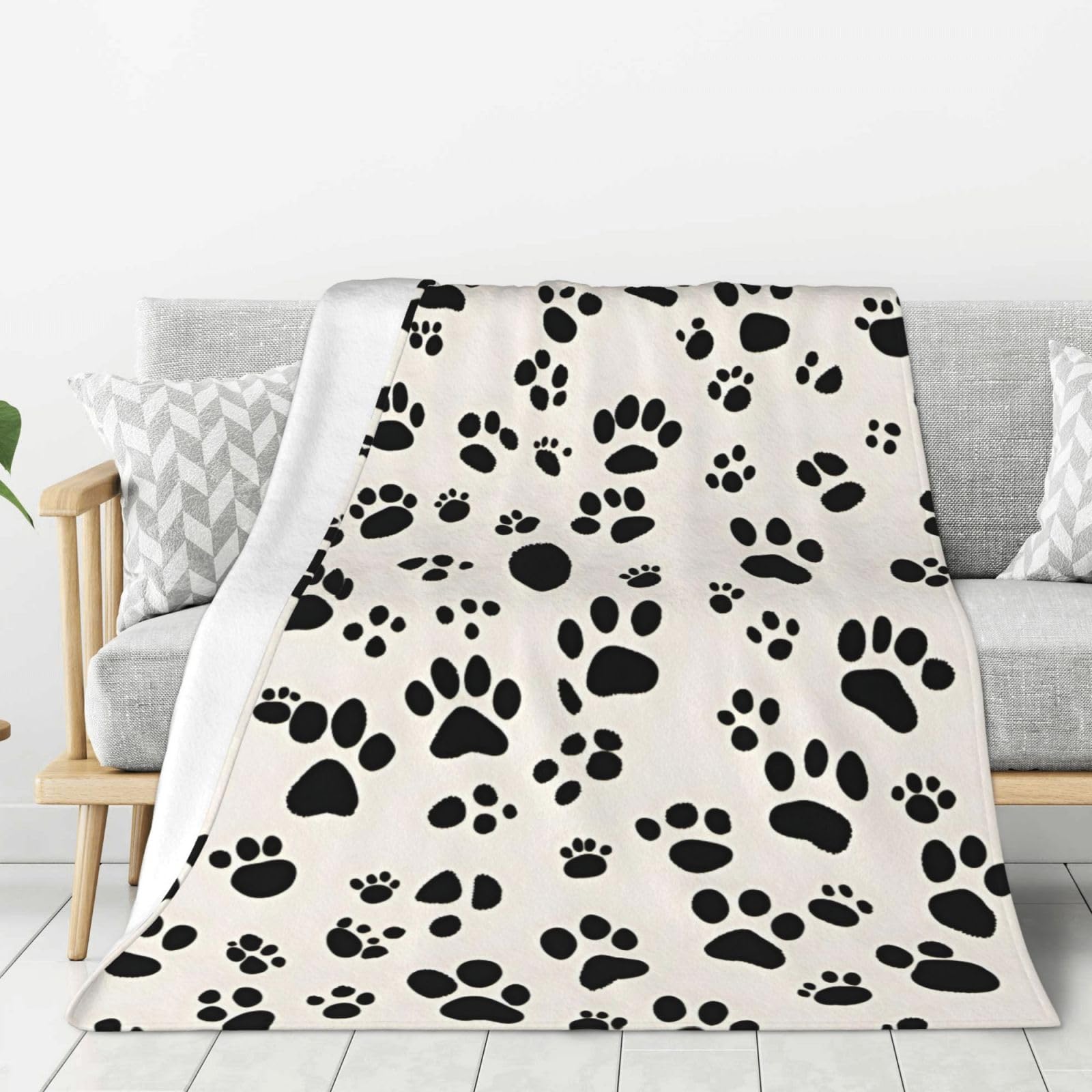 Couverture douce et épaisse motif os et pattes grand plaid canapé lit