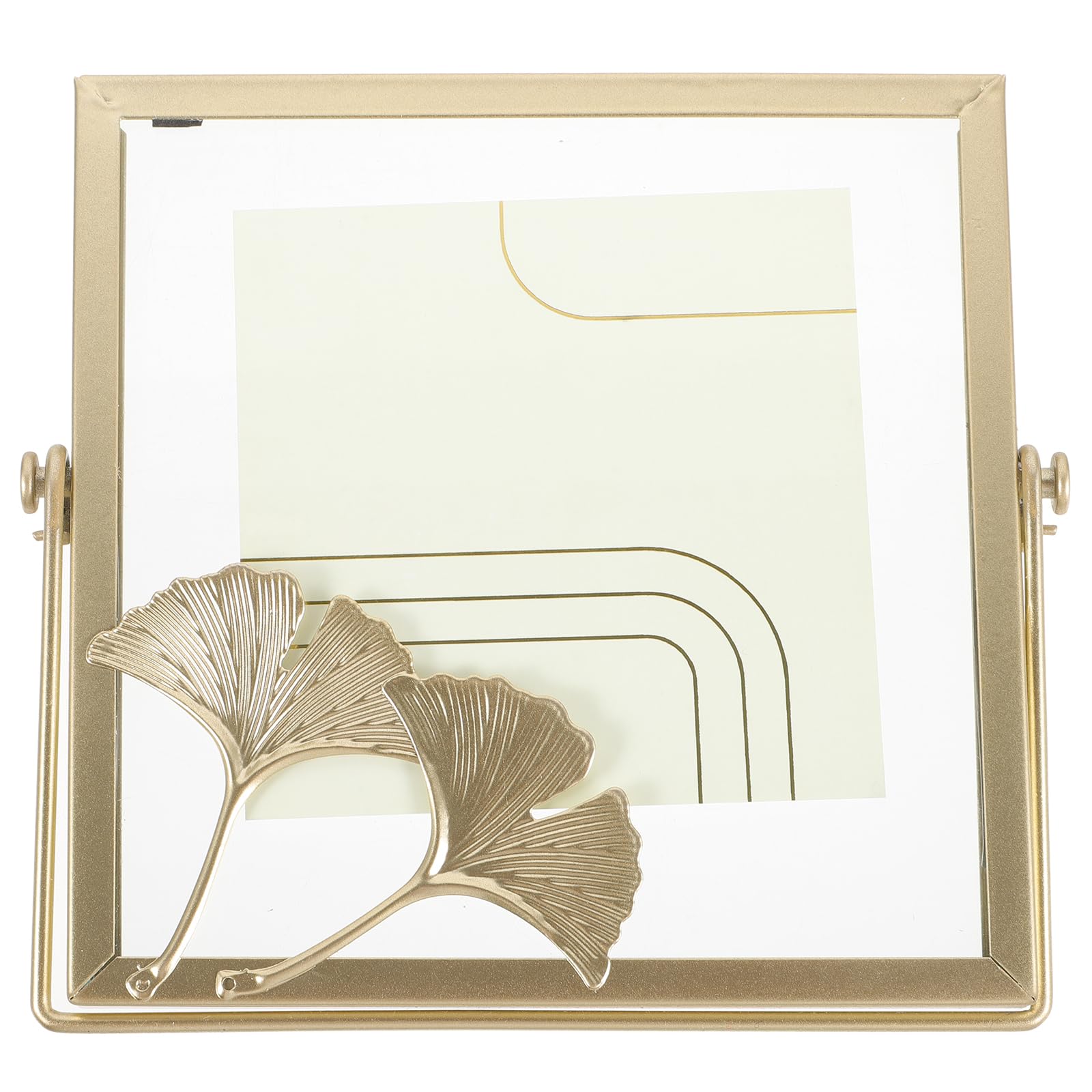 LOGOFUN Ginkgo Leaf Photo Frame Vintage Metal Photo Frame Golden Ginkgo Leaves Vertical Photo Stand Holder for Home Office Bedroom Table Desk Display