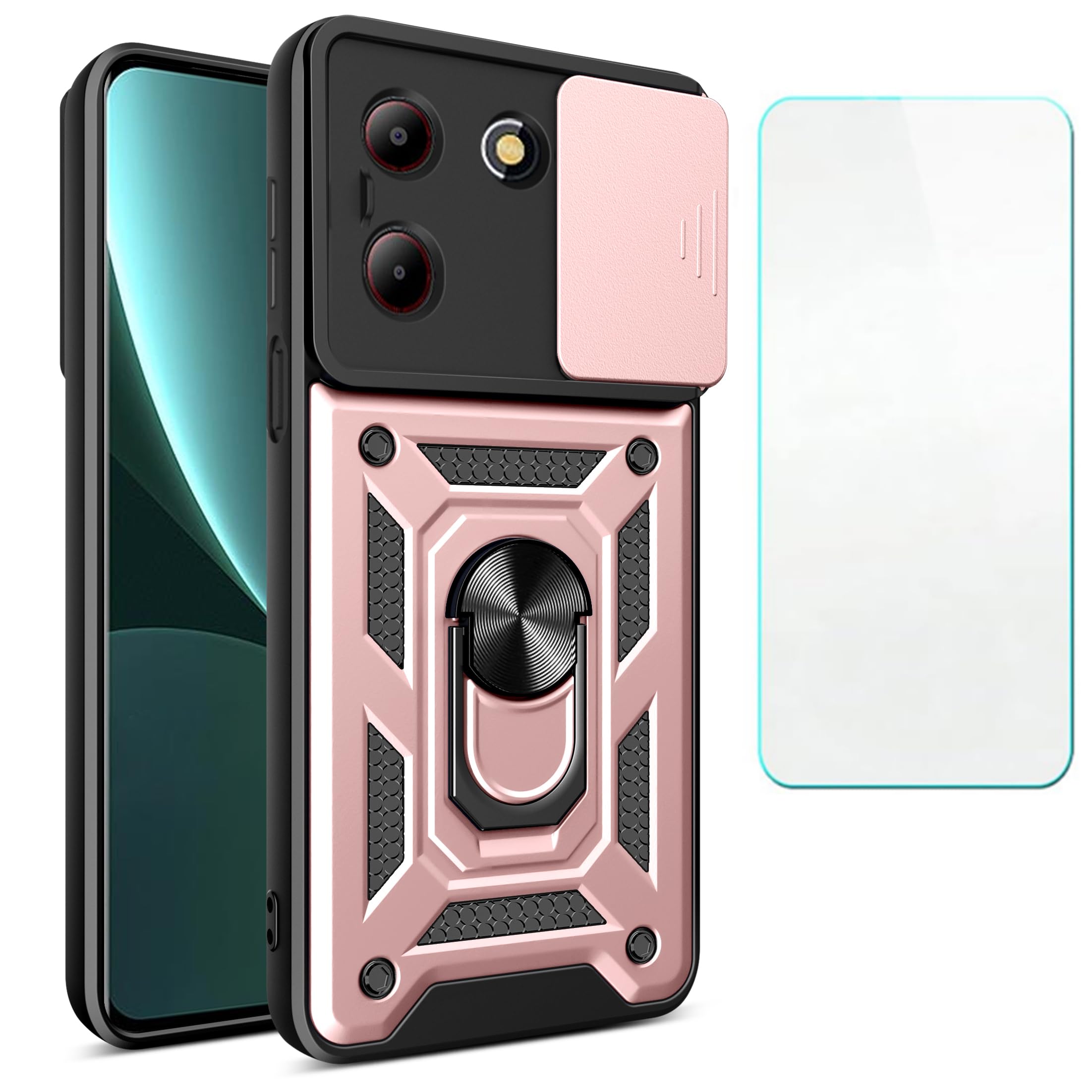 CWEIYUSHU Compatible with ZTE Blade A34 Case，Compatible with ZTE Blade A34 Phone Case Cover [Screen Protector][Hard PC + Soft Silicone][Support