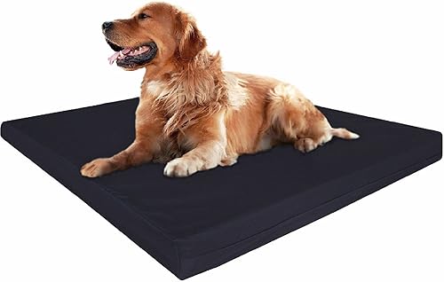 dogbed4less Cama extra grande de espuma viscoelástica de gel para mascotas grandes, forro impermeable y cubierta de lona negra duradera, XL 40 x 35