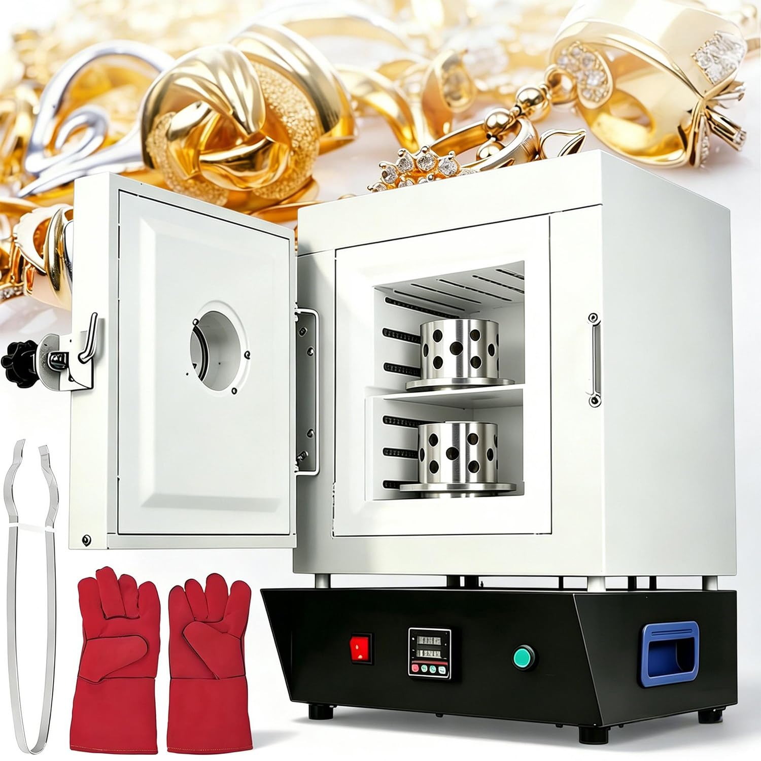 Kleiner Brennofen, Elektrischer Brennofen, 1750 W Brennofen Für Hobbytöpfer, Mit Beobachtungsfenster, Dreiseitige Beheizung, Pid-Digitalregelung, Max. 1150 °c, Zum Brennen Von Wachs-/Gipsformen