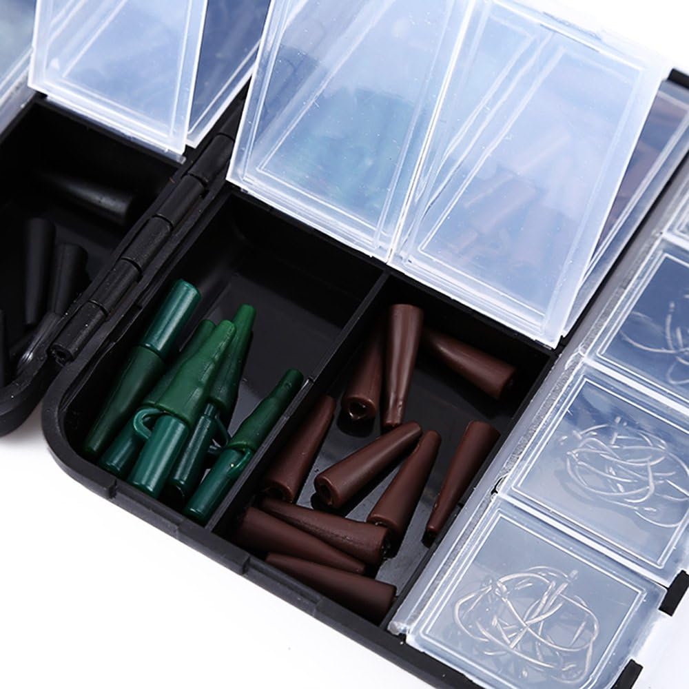 1set Assorted Carp Fishing Accessories with Tackle Box for Hair Rig Set Safty Lead Clips Antitangle