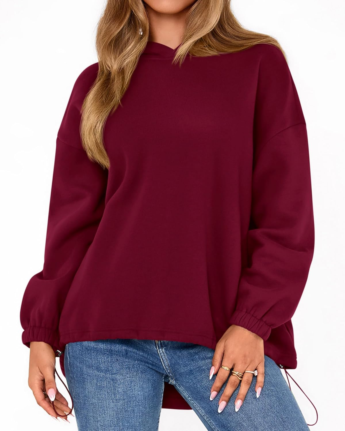 KIRUNDO Hoodies For Women 2025 Fall Fashion Hooded Oversized Sweatshirt Long Sleeve Fleece Pullover Trendy Winter Clothes - Image 6