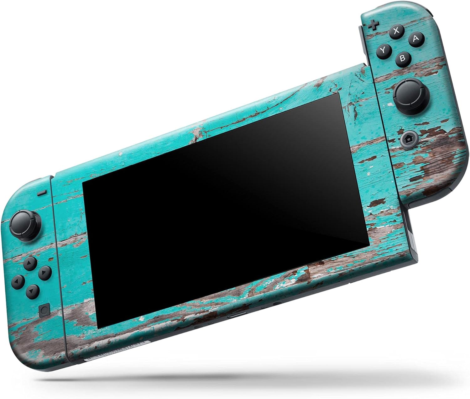Design Skinz - Compatible with Nintendo Switch OLED Console Bundle - Skin Decal Protective Scratch-Resistant Removable Vinyl Wrap Cover - Turquoise Chipped Paint on Wood