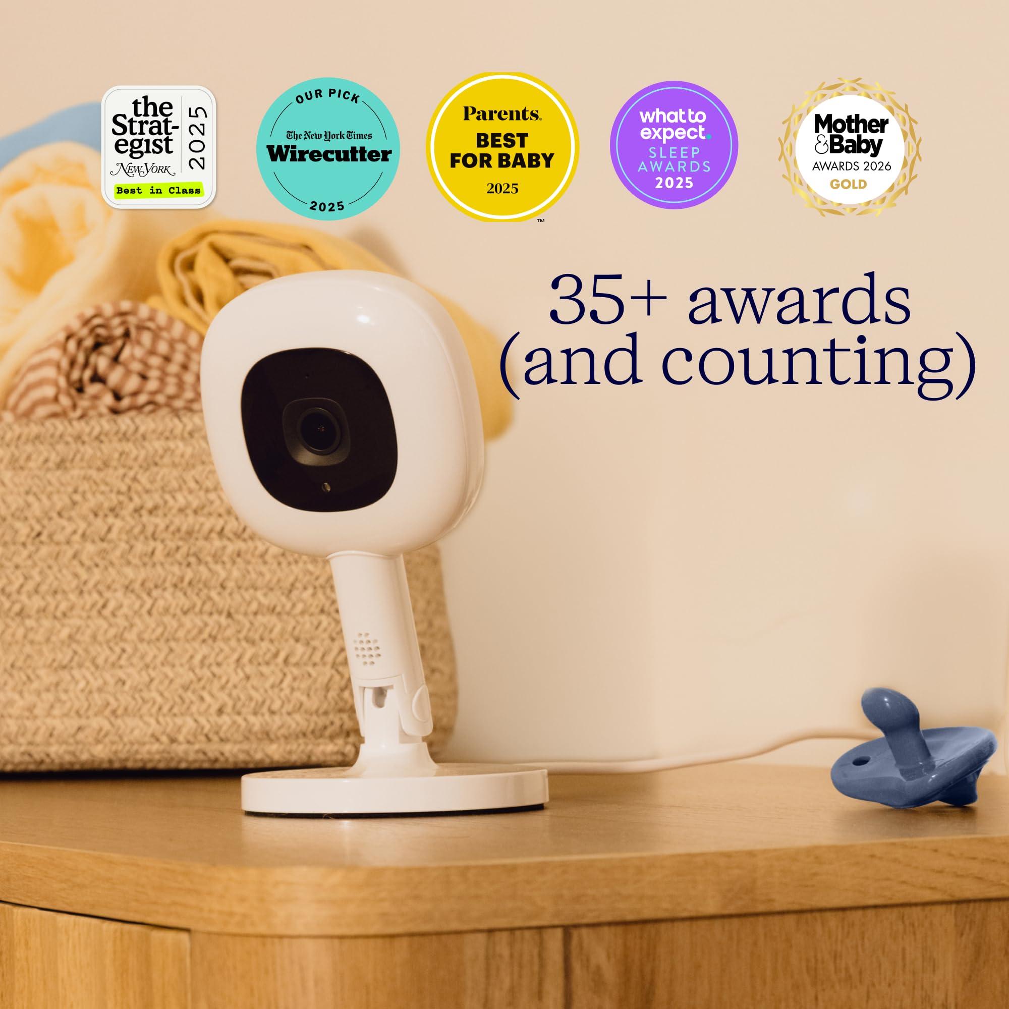 Nanit Moniteur de bébé Intelligent Pro HD 1080p et Support Flex Duo, écran divisé et Fonction Zone d'alerte, Comprend Un Petit Bandeau respiratoire, Blanc
