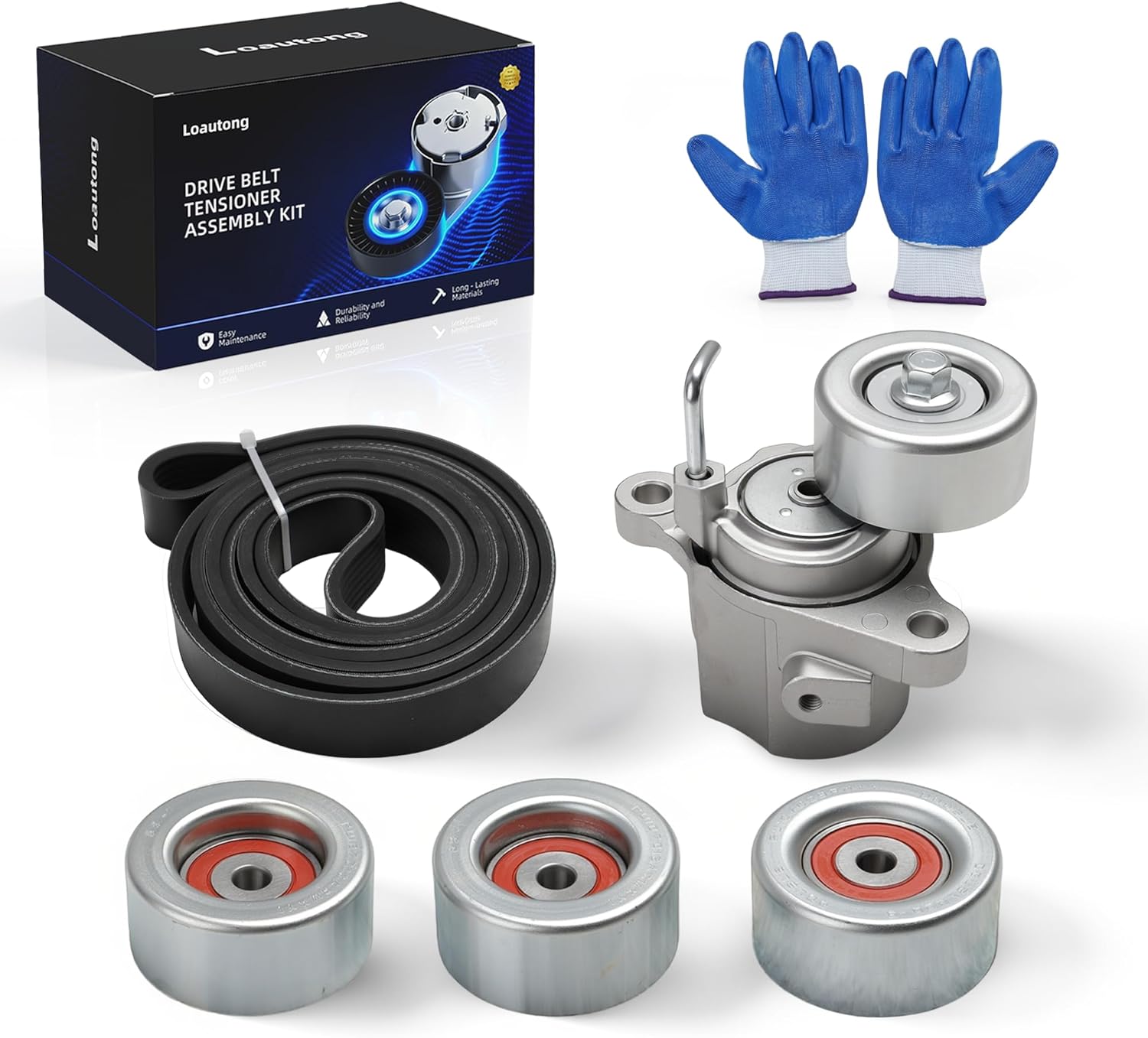 Belt Tensioner Serpentine Belt Idler Pulley Kit Fit For Toyota Tacoma 3.5L V6 GAS DOHC 2016 2017 2018 2019 2020 2021 2022 2023, 36173, 166040P010, 36174, 166030E010, 1662031090, 38777