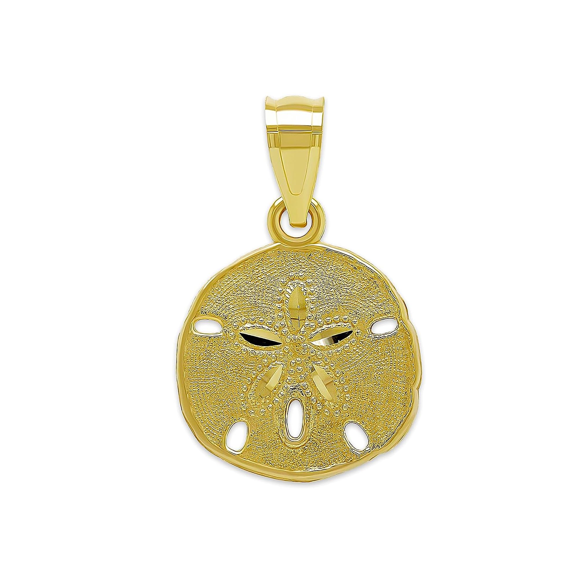 Gold Sand Dollar Charm - 10 Karat Solid Gold - Sand Dollar Pendant - Seashell Pendant Charm - Nautical Jewelry