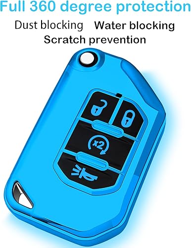 Miniatura 3 de Funda para llavero Jeep con llavero, funda de TPU suave para llavepiel, 4 botones para Wrangler JL JLU Gladiator JT Rubicon con control remoto y