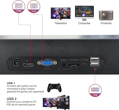 Miniatura 3 de Pandora Box - Consola Arcade con 32000 juegos en 1, máquina de juegos retro Full HD de 1280 x 720 para TV, monitor y proyector, juegos 3D