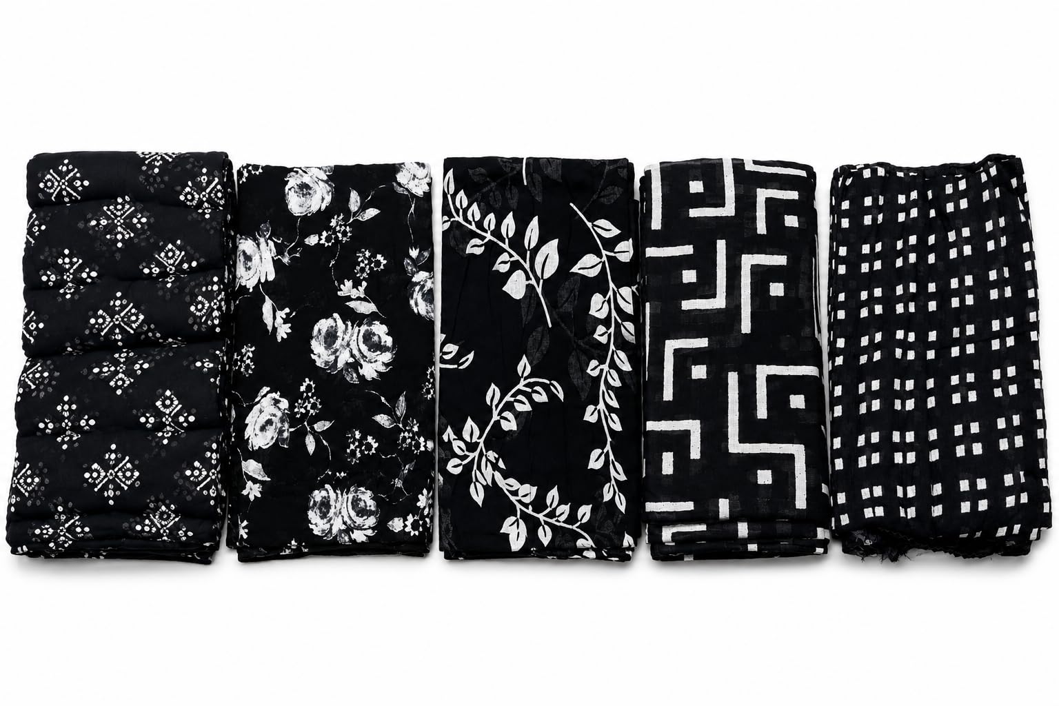 Black lovere theme and White Floral Cotton Dupatta Combo, Set of 5, 2.5 Meter, Lightweight, Perfect for Gifting, summer special-image-25