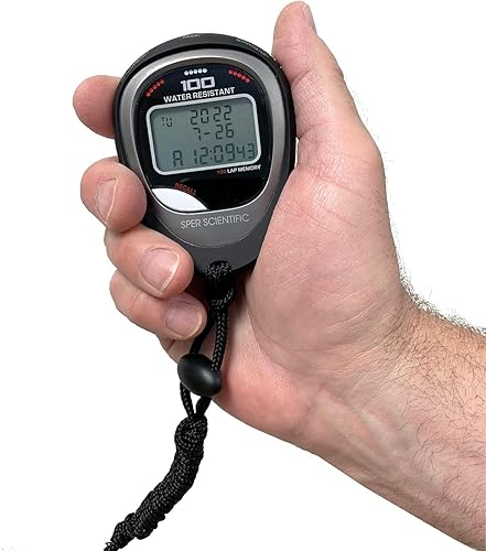 Miniatura 2 de Sper Scientific Cronómetro resistente al agua y a los golpes, 100 memorias, cronómetrotemporizador con 100 memorias divididas, cuenta regresiva de