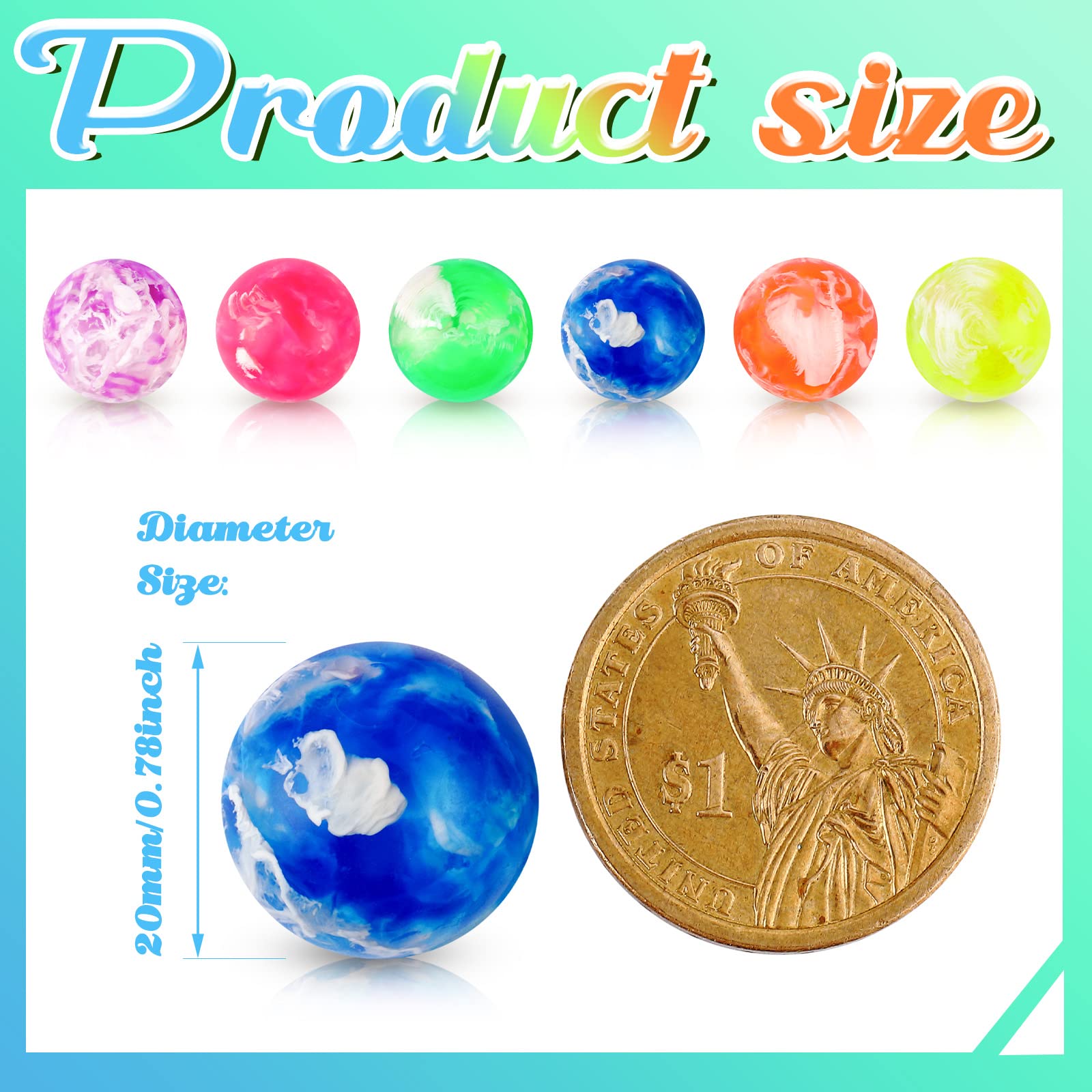 500 bolas pequeñas con rebote de goma a granel, minibolas de rebote para fiestas de cumpleaños, regalos, juegos, premios, máquinas expendedoras, llenadores, actividades al aire libre (0.78 2