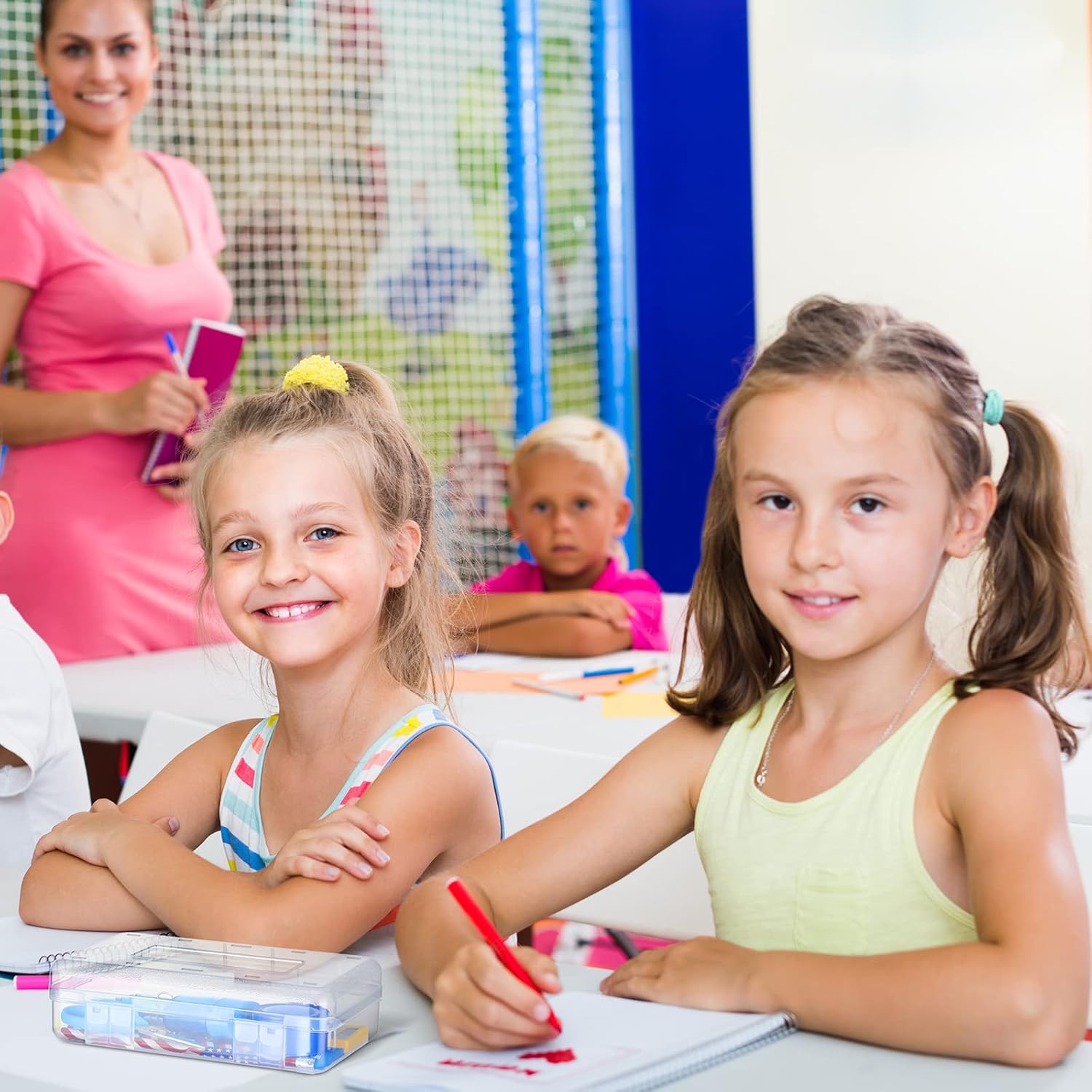 Fainne 24 Pack Pencil Boxes for School Clear Plastic Pencil Case Large Plastic Crayon Box Bulk Stackable Classroom Stationery Organizer School Supplies(Transparent) - Image 5