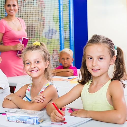 Miniatura 5 de Fainne Paquete de 24 cajas de lápices para la escuela, estuche de plástico transparente grande, caja de lápices de plástico grande apilable a