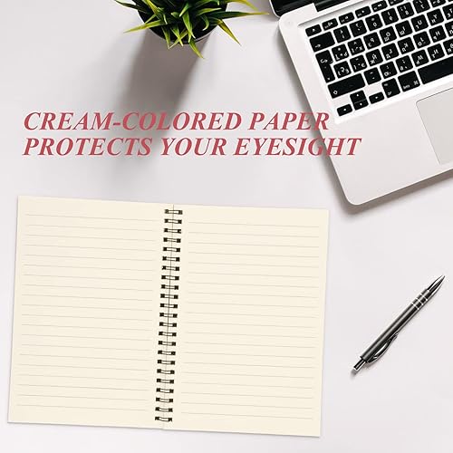 Miniatura 5 de Colorlife Cuaderno de espiral A5, paquete de 4 cuadernos rayados con tapa de estraza de 7.9 x 5.5 pulgadas, cuaderno de diario forrado de 58