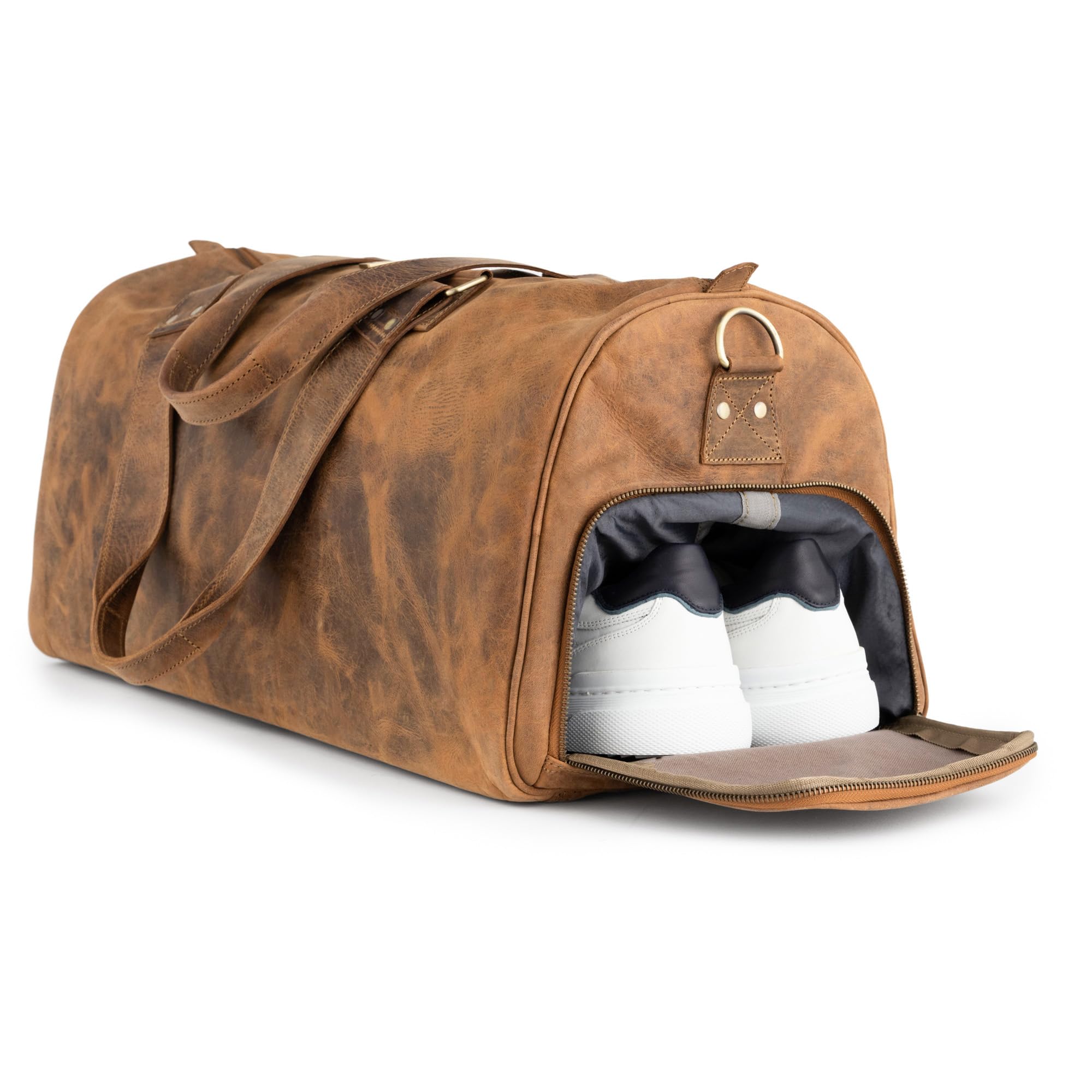 Berliner Bags Vintage Genuine Leather Duffle Bag Oslo for Travel or the Gym, Weekender, Travel Bag with Shoe Compartment, Overnight Bag for Men and