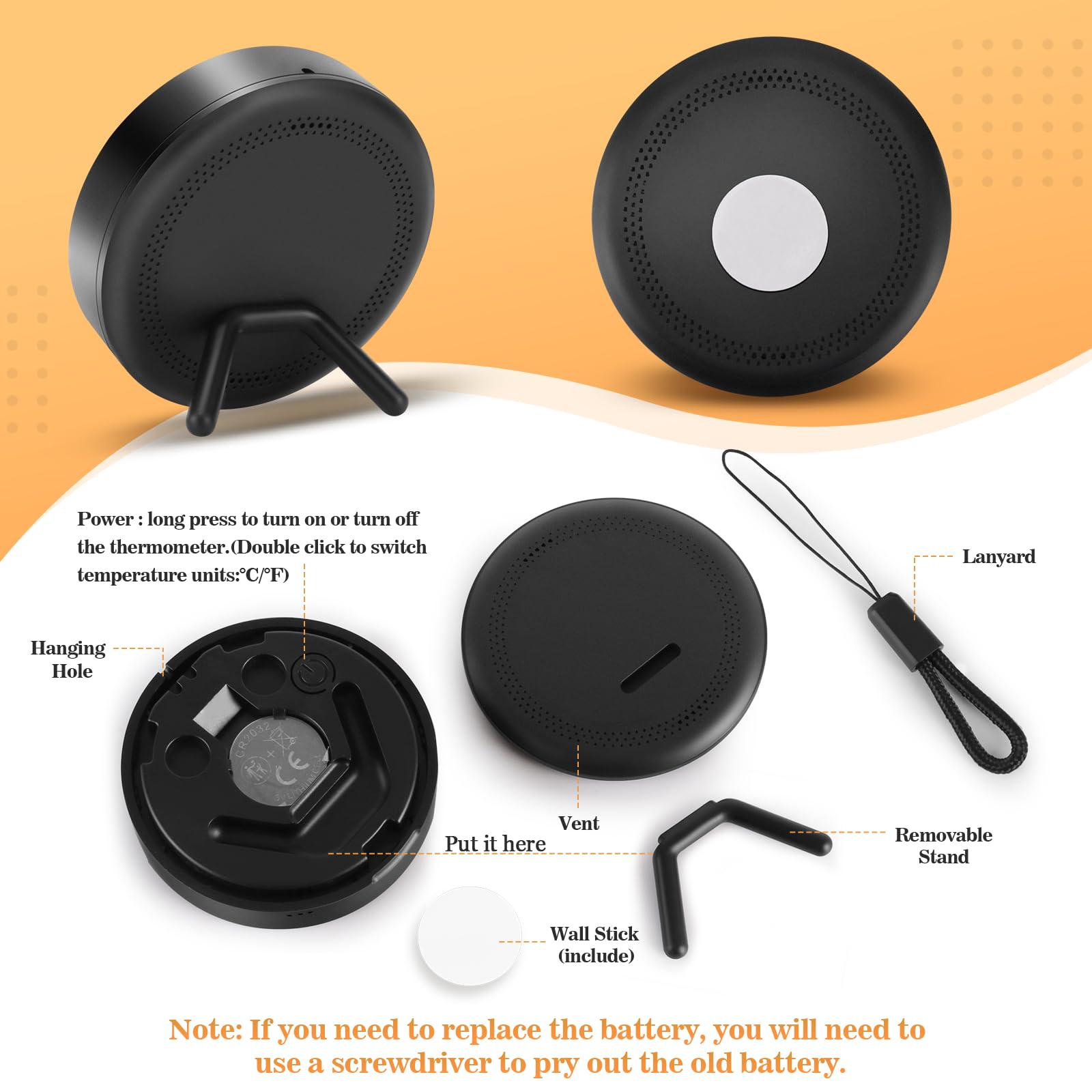 Thlevel Intérieur Hygromètre Thermomètre Température Humidité Testeur Numérique Portable avec Indicateur de Niveau de Confort et Support pour Bureau Cuisine Incubateurs 2 Pièces - 5