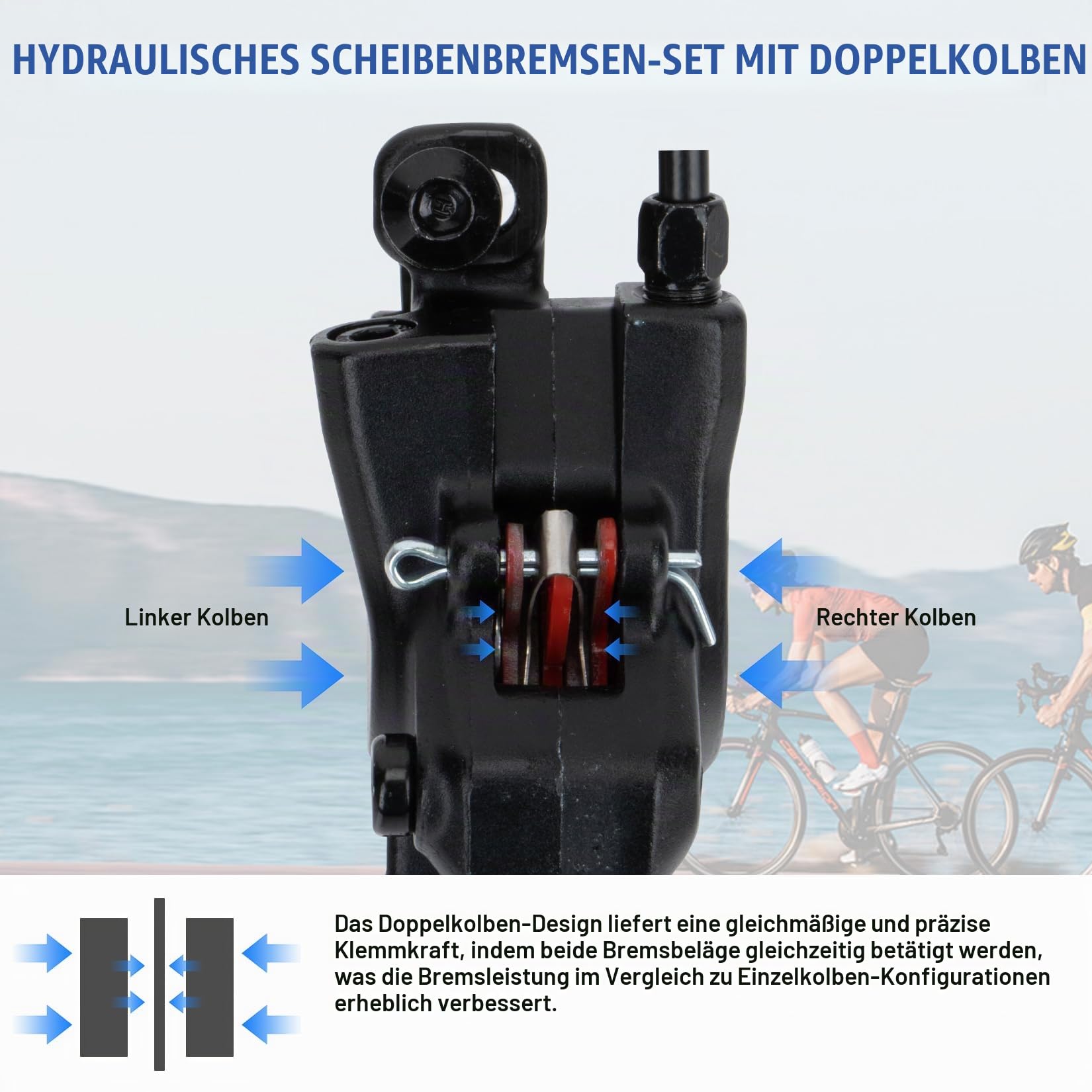 PSLER Hydraulische Scheibenbremse Fahrrad Set mit 160mm‑Bremsscheibe MTB