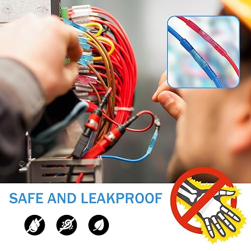 Miniatura 5 de Kuject 90 piezas conectores de alambre termorretráctiles, kit de terminales de cable eléctrico impermeables multiusos, conectores de crimpado