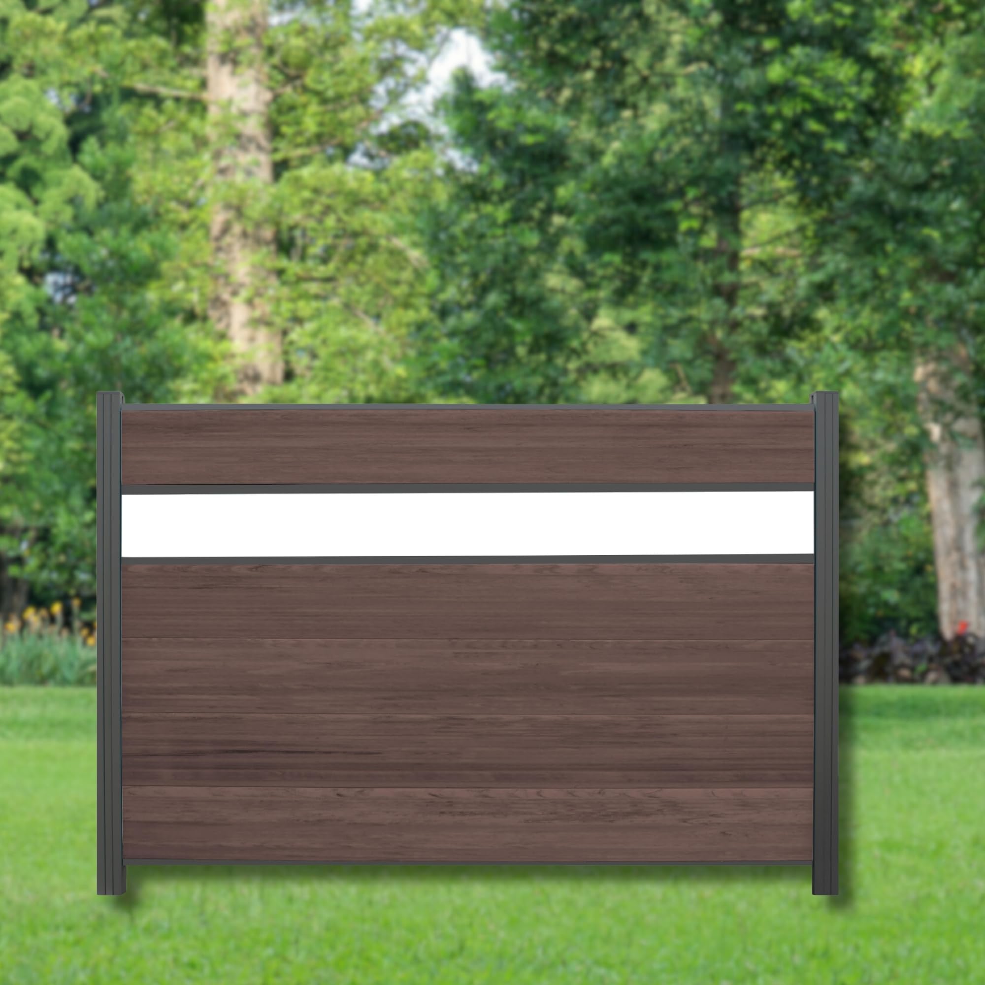WPC Zaun Komplettset Sichtschutzzaun Zaunelemente Choco Mix Dekor 180x120cm